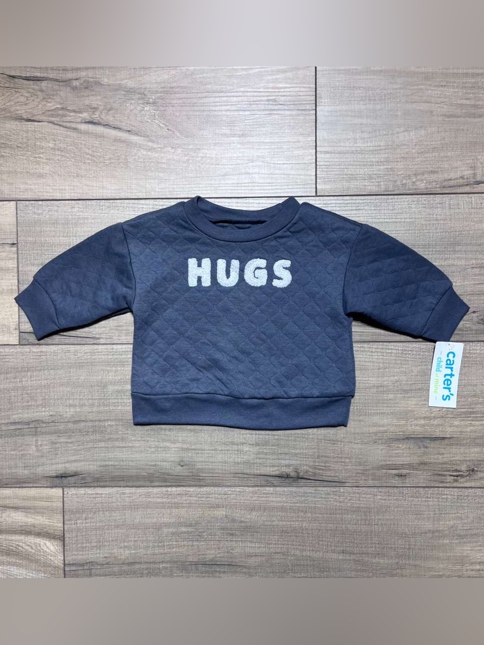Carter’s Child Of Mine Baby Boy Quilted Hugs Graphic Sweatshirt 0-3 Months Gray